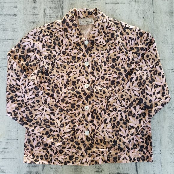 New Directions Blush Pink Cheetah Print Jacket - Picture 1 of 8
